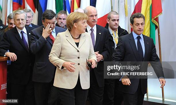 Central Bank President Jean-Claude Trichet, European Commission President Jose Manuel Barroso, German Chancellor Angela Merkel, Greek Prime Minister...