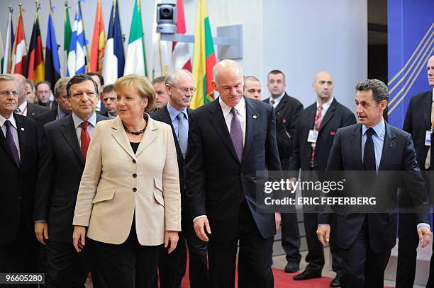 European Central Bank President Jean-Claude Trichet, European Commission President Jose Manuel Barroso, EU President Herman Van Rompuy, Greek Prime...