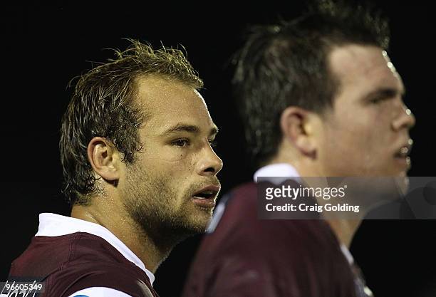 Brett Stewart of the Sea Eagles during the NRL trial match between the Cronulla Sutherland Sharks and the Manly Warringah Sea Eagles at Toyota...