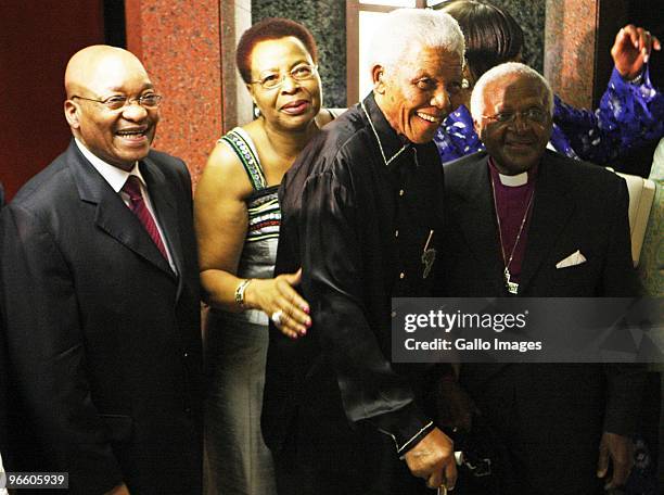 Nelson Mandela attends President Jacob Zuma's state of the nation address at the opening of Parliament on February 11, 2010 in Cape Town, South...