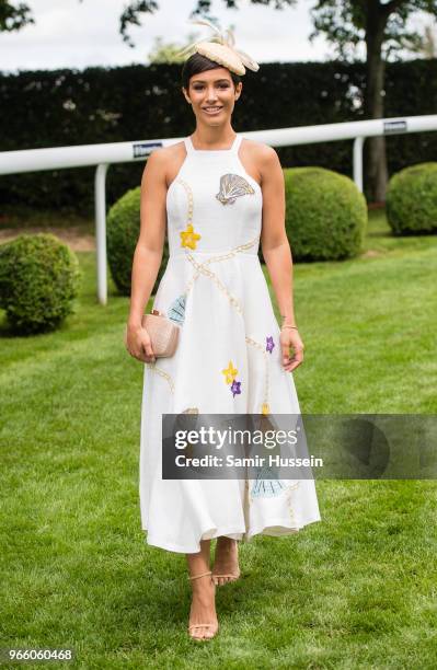 Frankie Bridge attends the Epsom Derby at Epsom Racecourse on June 2, 2018 in Epsom, England.