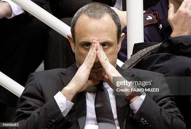Real Madrid's Ettore Pessina reacts during their Top 16 Game 3, Groupe E, Euroleague basketball match against Montepaschi Siena in Siena, on February...