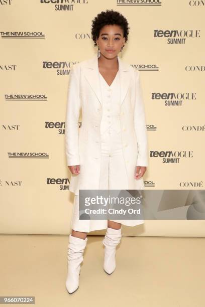 Amandla Stenberg attends Teen Vogue Summit 2018: #TurnUp - Day 2 at The New School on June 2, 2018 in New York City.