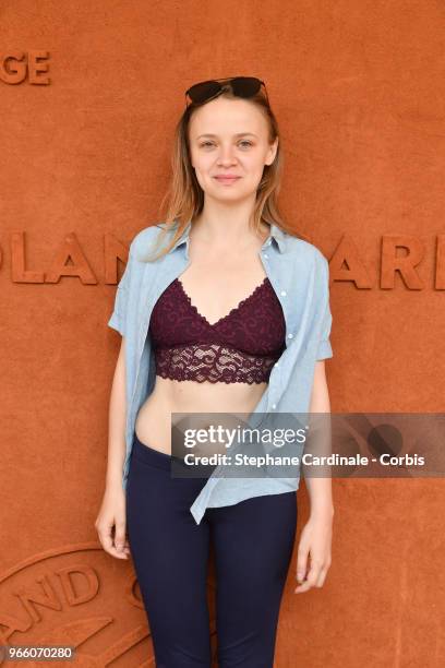 Actress Sara Forestier attends the 2018 French Open - Day Seven at Roland Garros on June 2, 2018 in Paris, France.