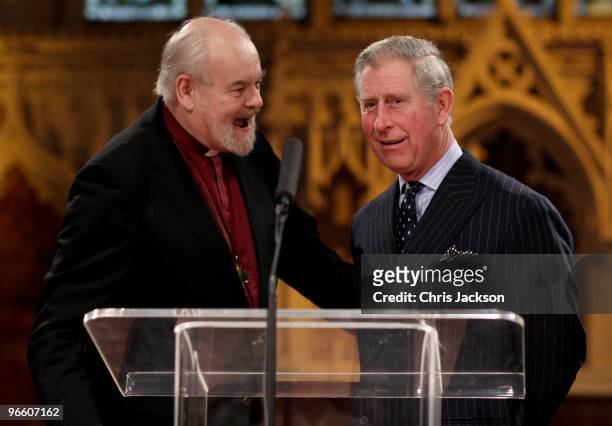 Richard John Carew Chartres, The Bishop of London and Prince Charles, Prince of Wales chat during a visit to St Mellitus College on February 12, 2010...