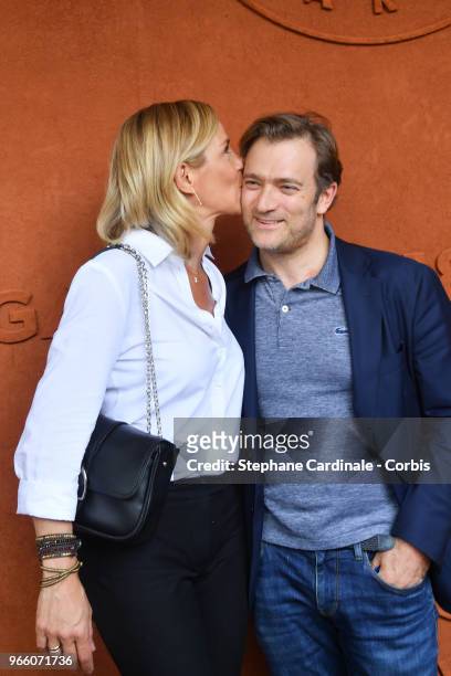 Laurence Ferrari and Renaud Capucon attend the 2018 French Open - Day Seven at Roland Garros on June 2, 2018 in Paris, France.