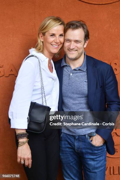 Laurence Ferrari and Renaud Capucon attend the 2018 French Open - Day Seven at Roland Garros on June 2, 2018 in Paris, France.