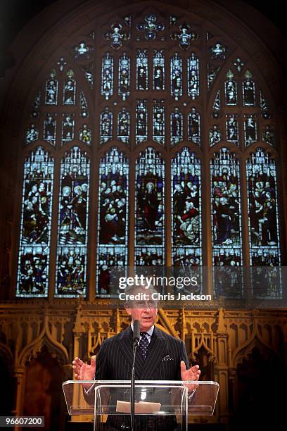 Prince Charles, Prince of Wales gives a speech during a visit to St Mellitus College on February 12, 2010 in London, England. St Mellitus College is...