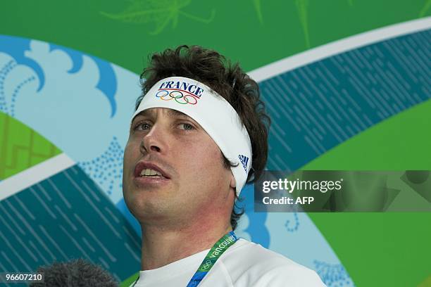 France's Guilbaut Colas freestyle moguls skier, is seen at the French Olympic Committee Freestyle Skiing press conference at the Vancouver Olympic...