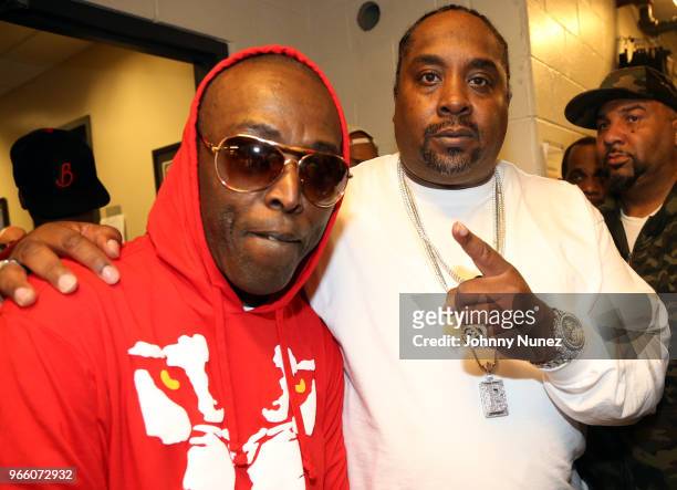 Black Rob and Eric B. Attend the YO! MTV Raps 30th Anniversary Live Event at Barclays Center on June 1, 2018 in New York City.