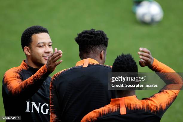 Memphis Depay of Holland, Terence Kongolo of Holland, Eljero Elia of Holland during the Training Holland at the Stadio Filadelfia on June 2, 2018 in...
