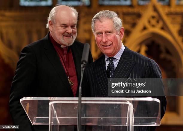 Richard John Carew Chartres, The Bishop of London and Prince Charles, Prince of Wales chat during a visit to St Mellitus College on February 12, 2010...