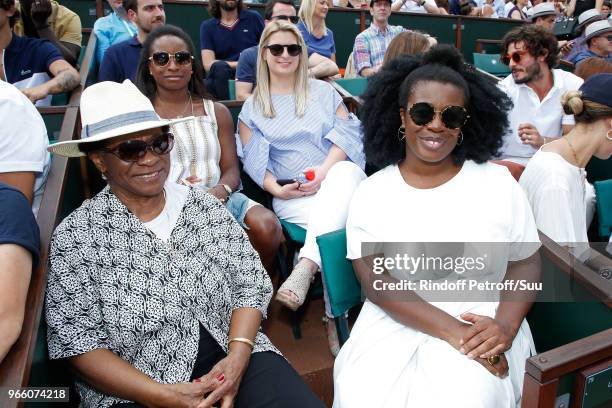 Actress Uzo Aduba , her mother Nonyem Aduba , her sisters Chi-Chi Aduba and Brittany aduba attend the 2018 French Open - Day Seven at Roland Garros...