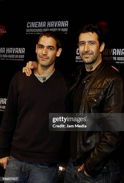 Director Fernando Eimbcke and actor Jose Maria Yazpik during the presentation of the short film Intrucciones para Hacer un Nudo at Laboratories...