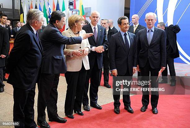 European Central Bank President Jean-Claude Trichet, European Commission President Jose Manuel Barroso, German Chancellor Angela Merkel, Greek Prime...