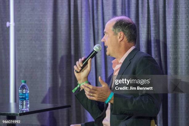 Bassist Krist Novoselic of Nirvana and Giants in the Trees for a Fireside Chat during Upstream Music Conference on June 1, 2018 in Seattle,...