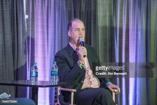 Bassist Krist Novoselic of Nirvana and Giants in the Trees for a Fireside Chat during Upstream Music Conference on June 1, 2018 in Seattle,...