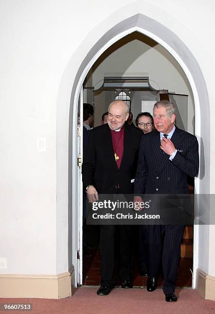 Richard John Carew Chartres, The Bishop of London and Prince Charles, Prince of Wales during a visit to St Mellitus College on February 12, 2010 in...