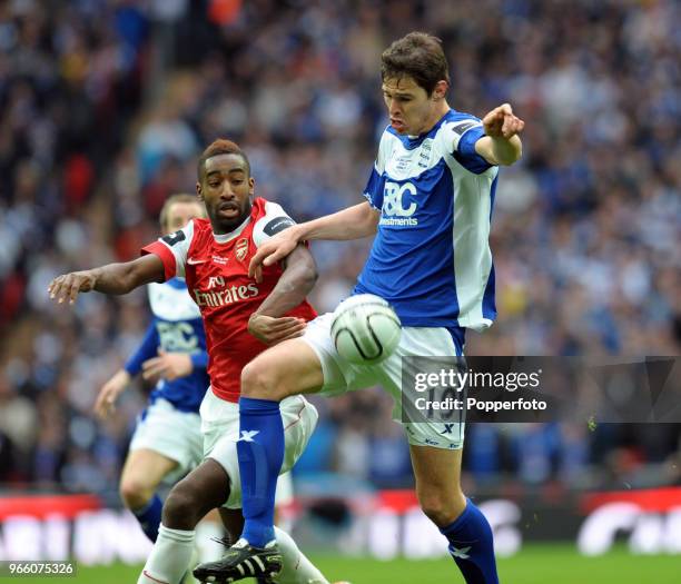 Nikola Zigic of Birmingham City battles with Johan Djourou of Arsenal during the Carling Cup Final between Arsenal and Birmingham City at Wembley...