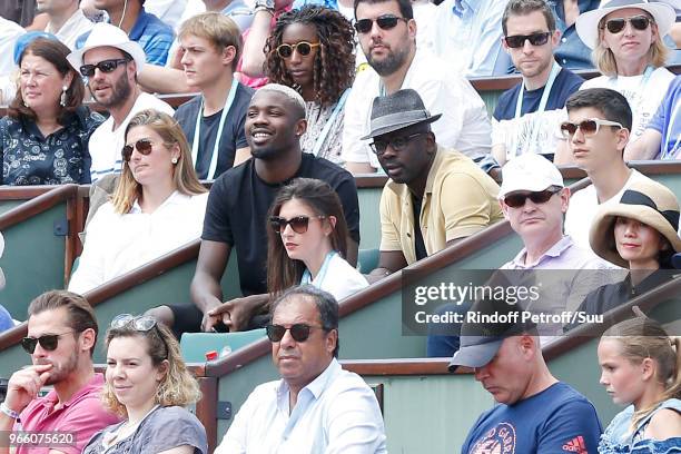 Football players Lilian Thuram and his son Marcus attend the 2018 French Open - Day Seven at Roland Garros on June 2, 2018 in Paris, France.