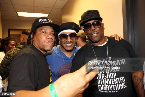 Solo, Kangol Kid, and Grandmaster Caz attend the YO! MTV Raps 30th Anniversary Live Event at Barclays Center on June 1, 2018 in New York City.