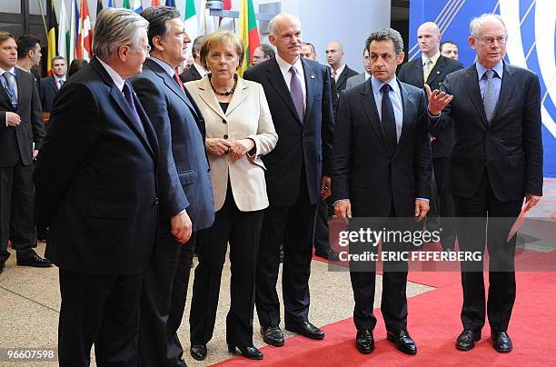 European Central Bank President Jean-Claude Trichet, European Commission President Jose Manuel Barroso, German Chancellor Angela Merkel, Greek Prime...