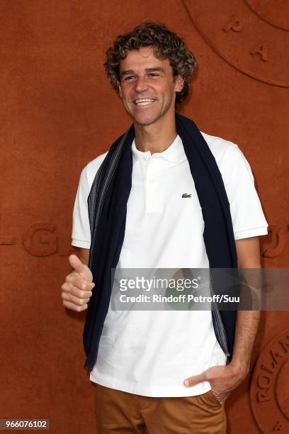 Former tennis champion Gustavo Kuerten attends the 2018 French Open - Day Seven at Roland Garros on June 2, 2018 in Paris, France.
