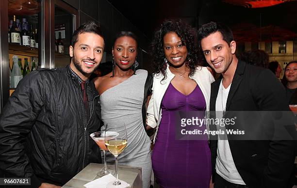 Jai Rodriguez, Trenyce Cobbins, Tiara Williams and David Hernadez attend the opening night of 'The Color Purple' after party at Katsuya on February...