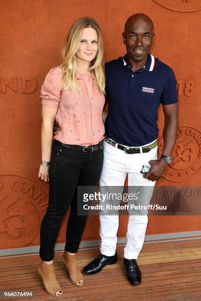 Actress Aurelie Nollet and Actor Lucien Jean-Baptiste attend the 2018 French Open - Day Seven at Roland Garros on June 2, 2018 in Paris, France.