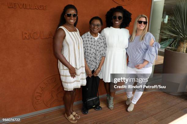 Actress Uzo Aduba; her mother Nonyem her sisters Chi Chi and Britany attends the 2018 French Open - Day Seven at Roland Garros on June 2, 2018 in...