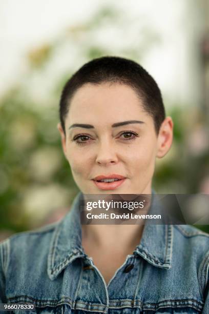 Rose McGowan, film-maker and author of 'Brave', at the Hay Festival on June 2, 2018 in Hay-on-Wye, Wales.