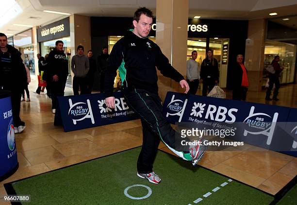 Wales player Matthew Rees takes part in the RBS Rugby challenge at St David's Centre on February 12, 2010 in Cardiff, Wales.
