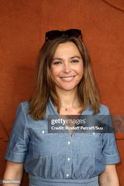 Tv Host Sandrine Quetier attends the 2018 French Open - Day Seven at Roland Garros on June 2, 2018 in Paris, France.