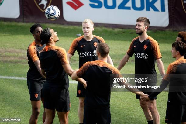 Terence Kongolo of Holland, Virgil van Dijk of Holland, Donny van de Beek of Holland, Davy Propper of Holland during the Training Holland at the...