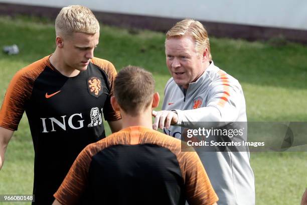 Donny van de Beek of Holland, coach Ronald Koeman of Holland during the Training Holland at the Stadio Filadelfia on June 2, 2018 in Turin Italy