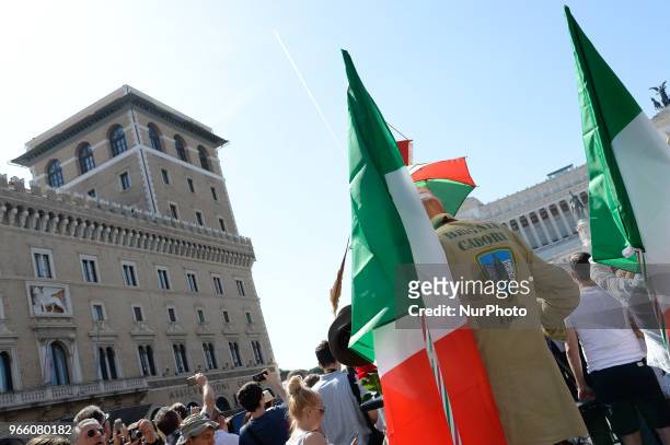 Italian citizens during a ceremony marking the anniversary of the Italian Republic , on June 2, 2018 in Rome during the Republic Day ceremony