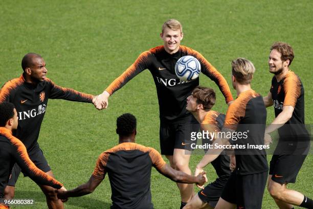 Ryan Babel of Holland, Matthijs de Ligt of Holland, Marten de Roon of Holland, Daley Blind of Holland during the Training Holland at the Stadio...