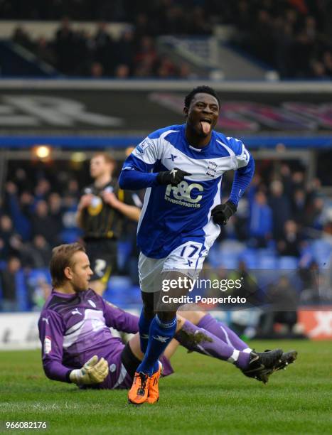 Obafemi Martins of Birmingham City celebrates after scoring a goal during the FA Cup 5th Round match between Birmingham City and Sheffield Wednesday...