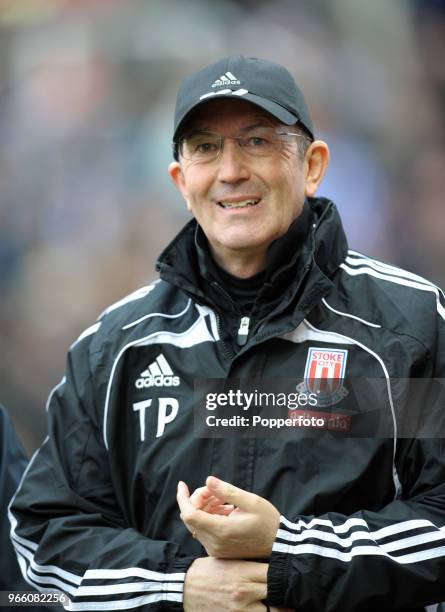 Stoke City manager Tony Pulis looks on during the FA Cup 5th Round match between Stoke City and Brighton & Hove Albion at Britannia Stadium on...