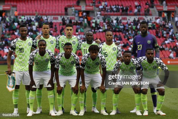 Nigeria team Nigeria's midfielder John Obi Mikel, Nigeria's defender William Troost-Ekong, Nigeria's defender Leon Balogun, Nigeria's midfielder...