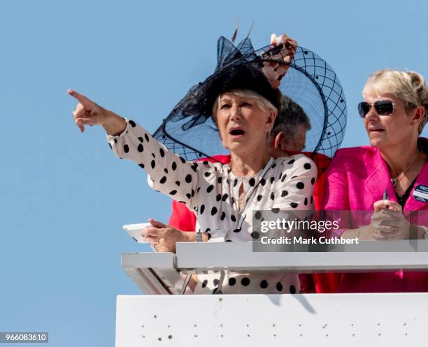Helen Mirren attends the Epsom Derby Festival at Epsom Racecourse on June 2, 2018 in Epsom, England.