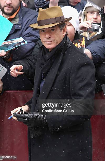 Actor Pierce Brosnan arrives to the 'Ghost Writer' Photocall during day two of the 60th Berlin International Film Festival at the Grand Hyatt Hotel...