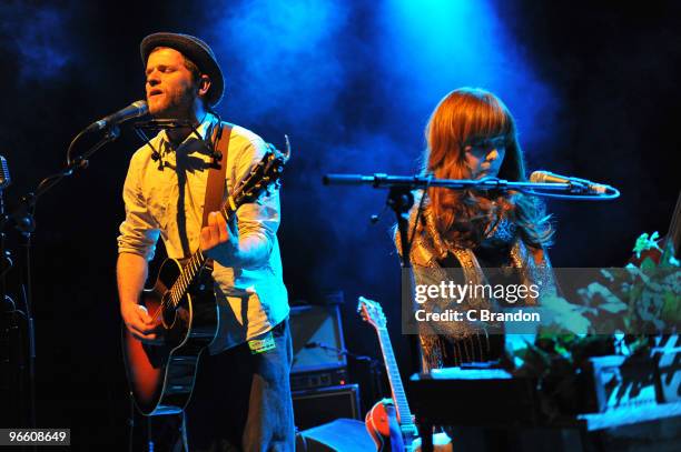 David Ford and Hannah Peel perform on stage at Shepherds Bush Empire on February 11, 2010 in London, England.