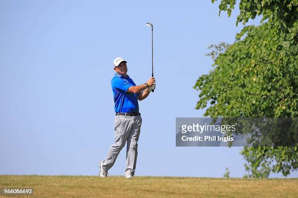 Paul McGinley of Irelandin action during Day Two of The Shipco Masters Promoted by Simons Golf Club at Simon's Golf Club on June 2, 2018 in...