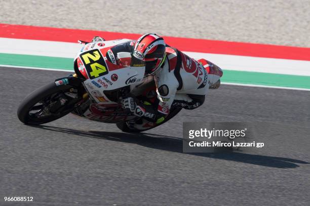 Tatsuki Suzuki of Italy and Sic 58 Squadra Corse rounds the bend during the qualifying practice during the MotoGp of Italy - Qualifying at Mugello...