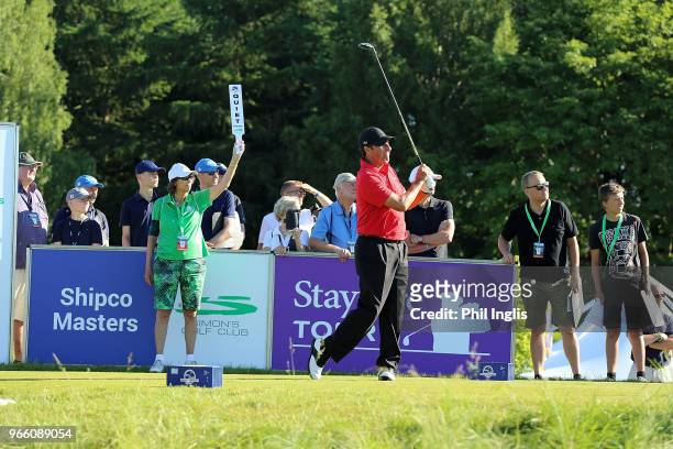 Jose Maria Olazabal of Spain in action during Day Two of The Shipco Masters Promoted by Simons Golf Club at Simon's Golf Club on June 2, 2018 in...