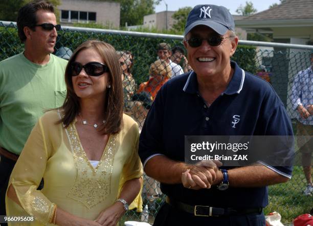 Rudolf Giuliani and Judy Nathan at The 57th annual Artists and Writers Softball Game held at Herrick Park in East Hampton BRIAN ZAK.