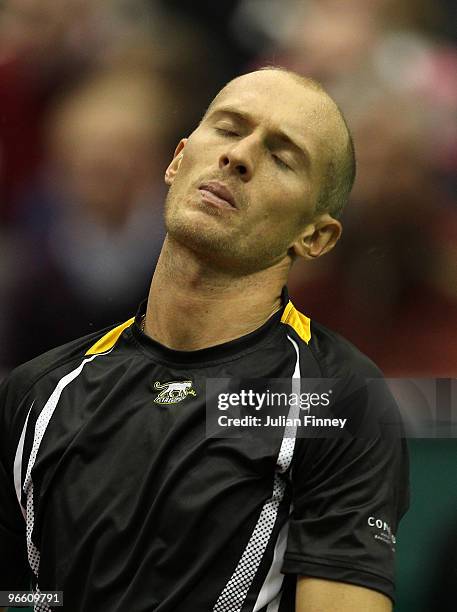 Nikolay Davydenko of Russia looks frustrated in his match against Jurgen Melzer of Austria during day five of the ABN AMBRO World Tennis Tournament...