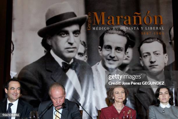 King Juan Carlos and Queen Sofia attend the Opening of the exhibition 'Maranon and his time '.