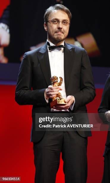 Director Calin Peter Netzer win the Golden Bear for this film "Child's Pose" at Closing ceremony at the 63rd Berlinale International Film Festival on...